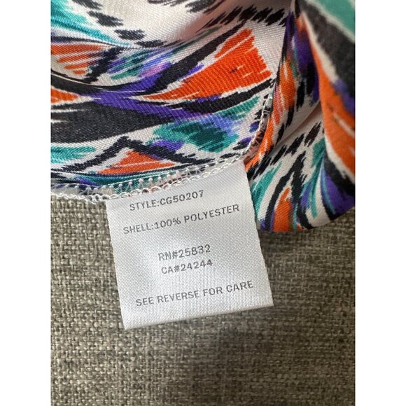 Cowgirl Up Womens Colorful Southwestern Aztec Print Blouse Large Blue Orange - Picture 5 of 7